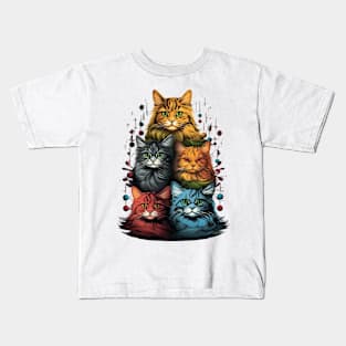 Cat Christmas Tree Kids T-Shirt